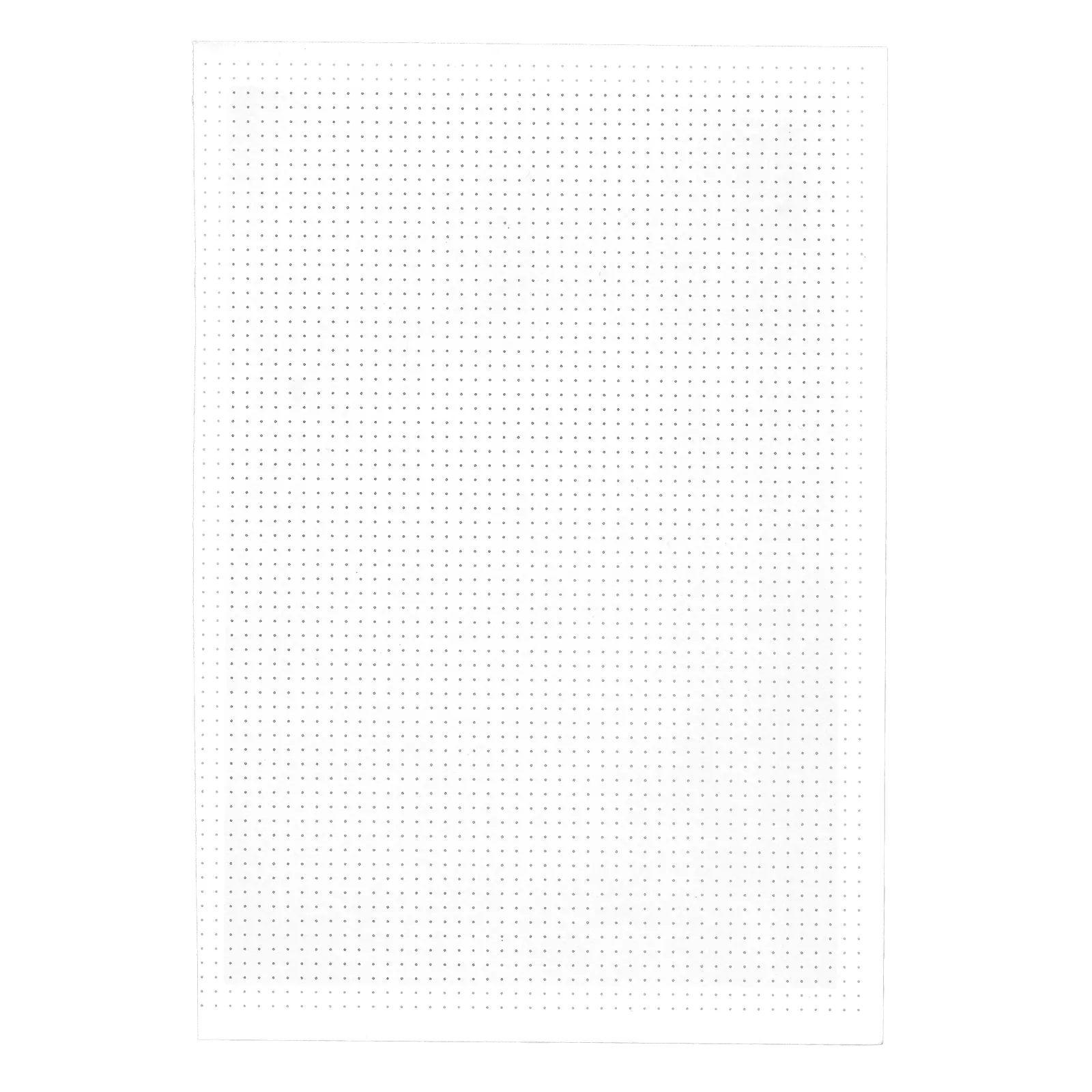 Scan of a full sheet of dot-grid paper, with the dark edge of the pad at top and bottom